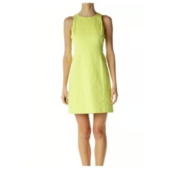 Banana Republic Mily Sleeveless Textured Lime Green Sheath Dress Sz 10 new $140 - Picture 1 of 7